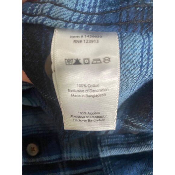 Jachs Mens Heritage Flannel Shirt Size L Blue Plaid Heavyweight Cotton Outdoors - Picture 5 of 10